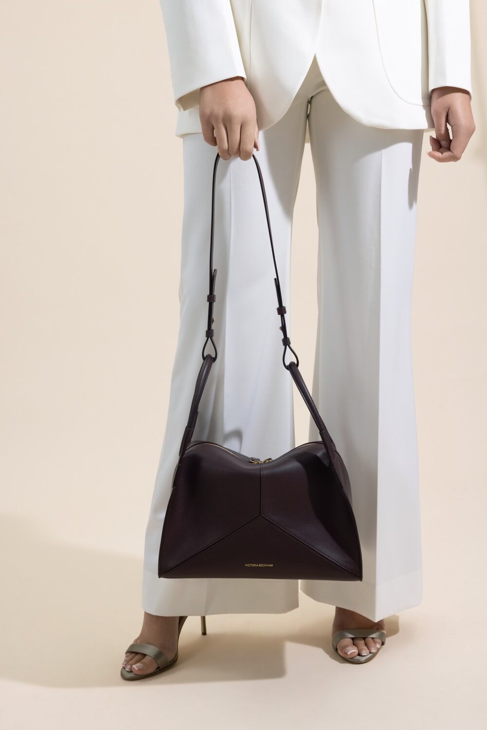 Victoria Plie Bag - Burgundy-BROWN-O/S-HANDBAGTOP HANDLE-VICTORIA BECKHAM