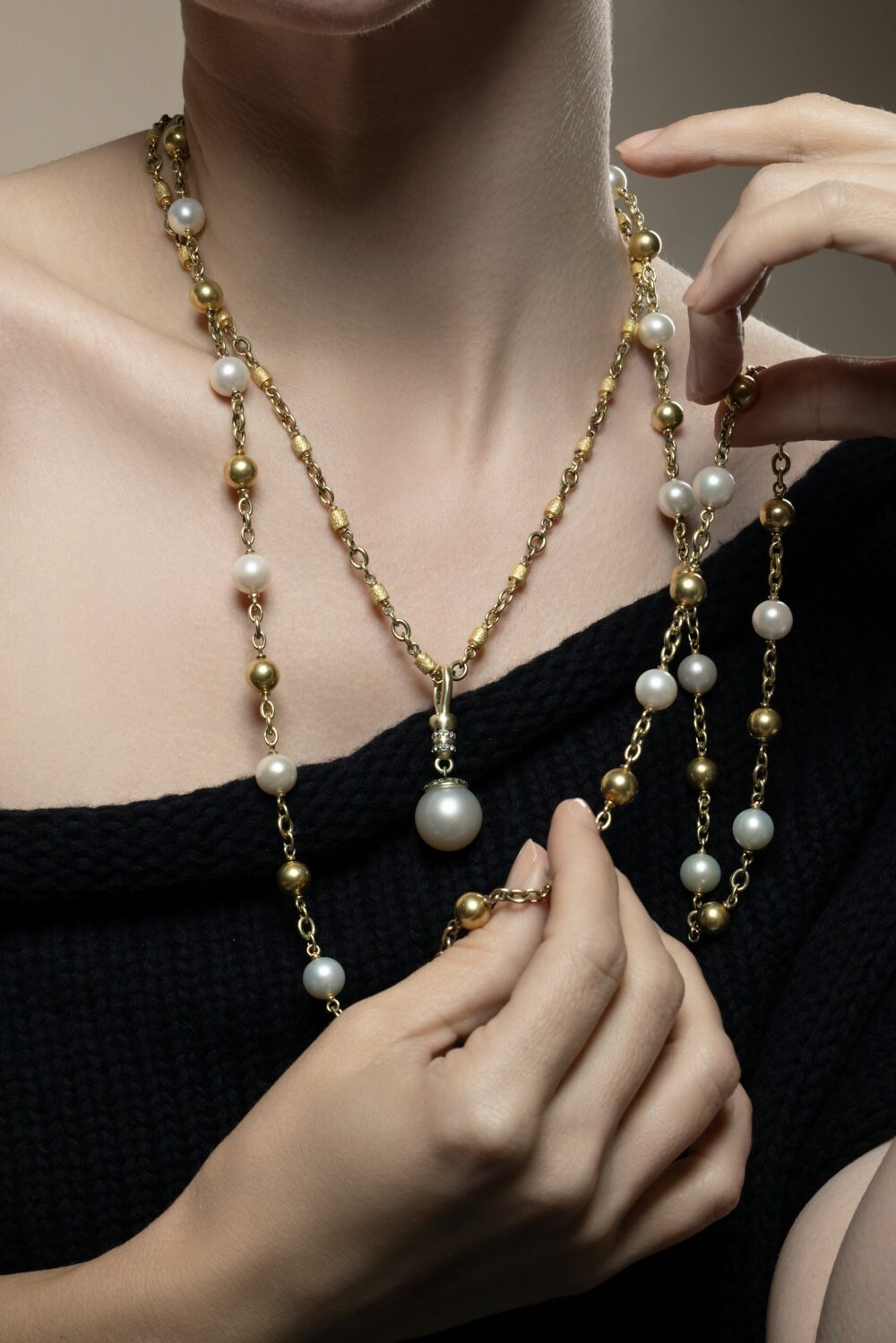 Textured Nugget Necklace-YELLOW GOLD-18-JEWELRYFINE JEWELNECKLACE O-SYLVA & CIE