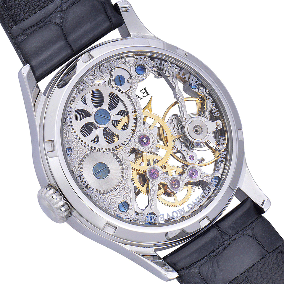EARNSHAW WATCHES-Bauer Mechanical Skeleton Watch-BLACK