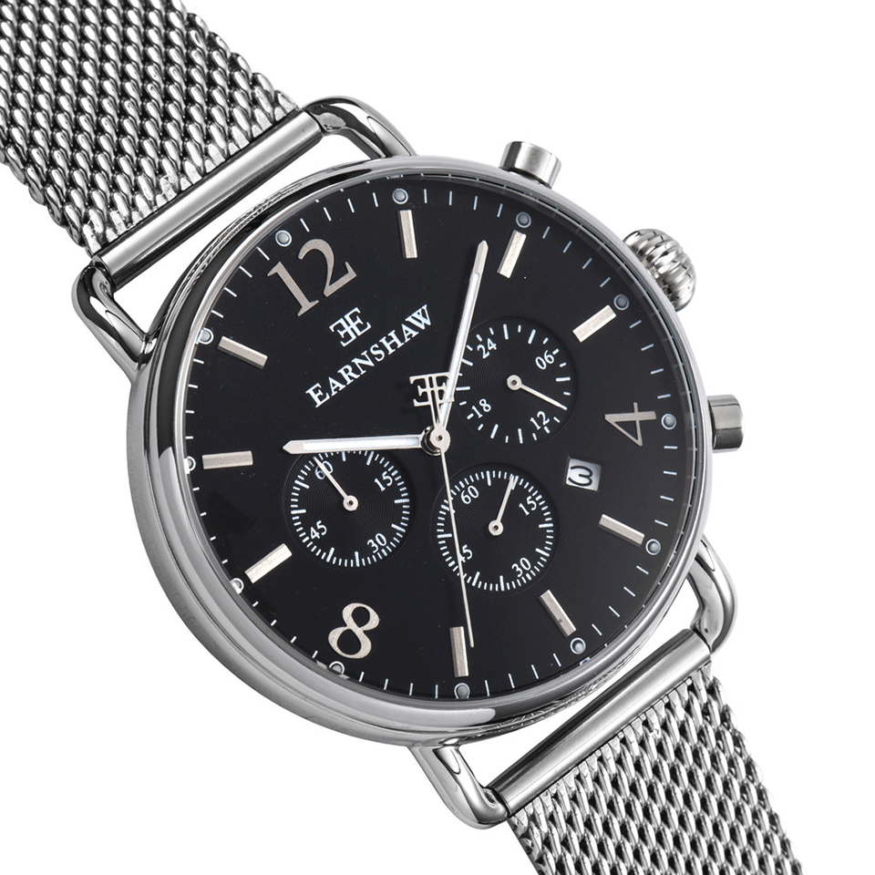 EARNSHAW WATCHES-Investigator Watch-BLK/SS