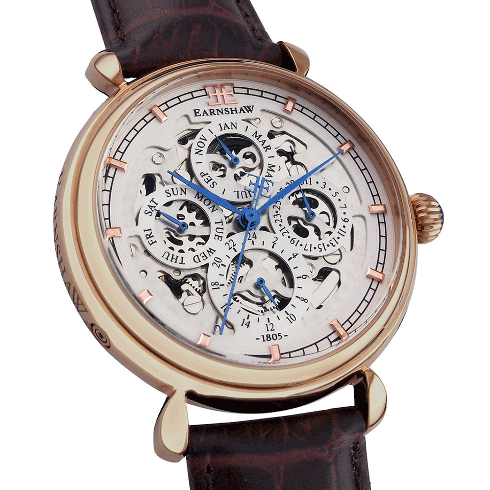 EARNSHAW WATCHES-Grand Calendar Watch-BROWN