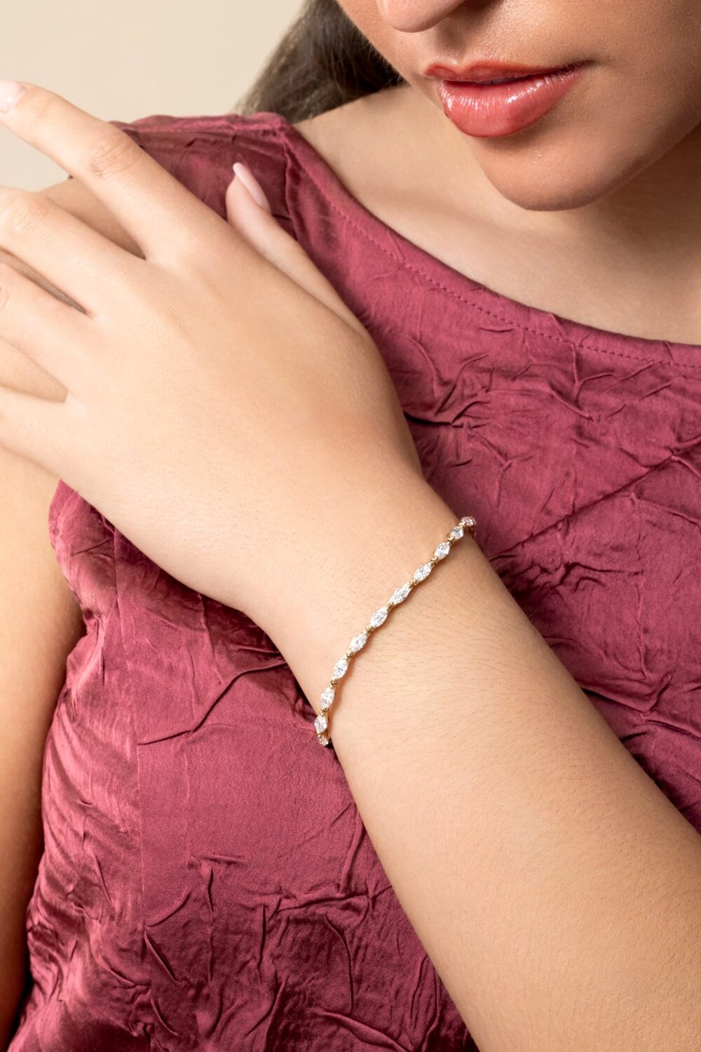 Diamond Marquise Tennis Bracelet - 4.6ct-YELLOW GOLD-7-JEWELRYFINE JEWELBRACELET O-WITH LOVE