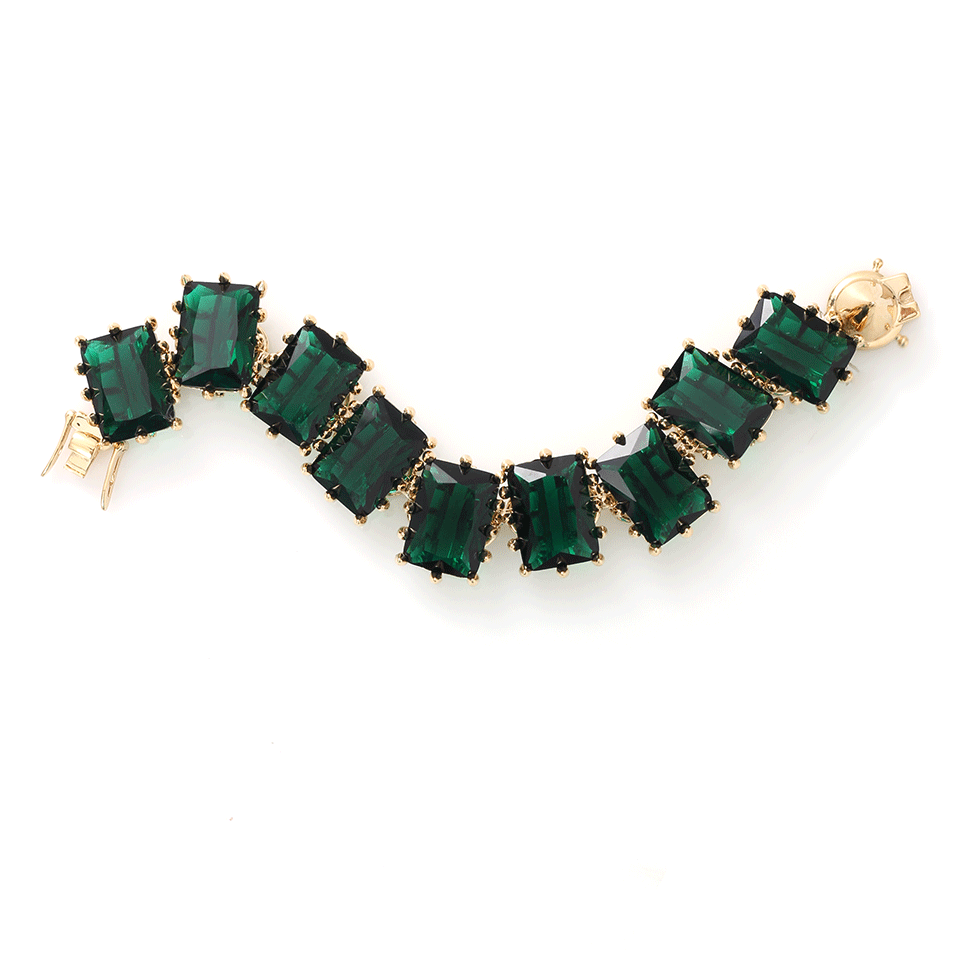 EDDIE BORGO-Large Rectangular Estate Bracelet-GLD/GRN
