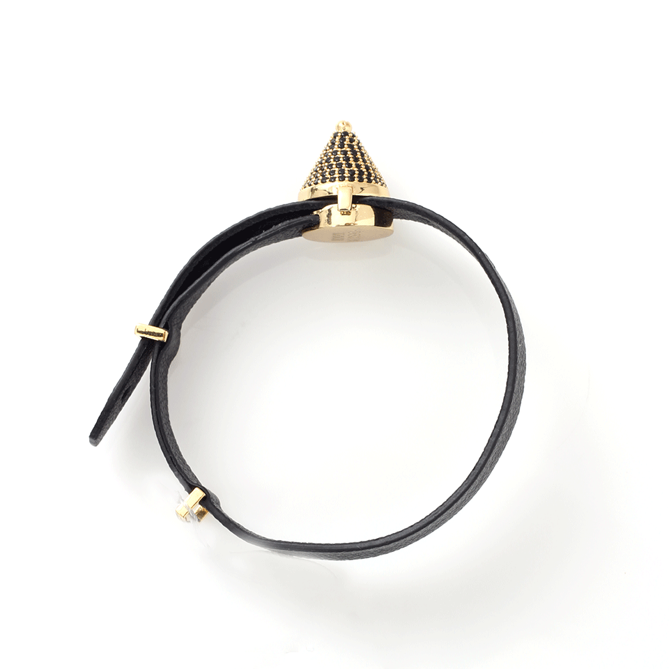 EDDIE BORGO-Pave Cone Leather Bracelet-GLD/JET
