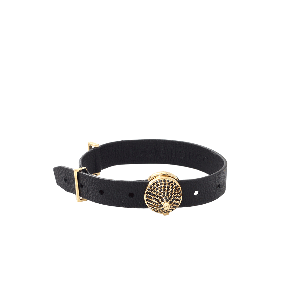 EDDIE BORGO-Pave Cone Leather Bracelet-GLD/JET