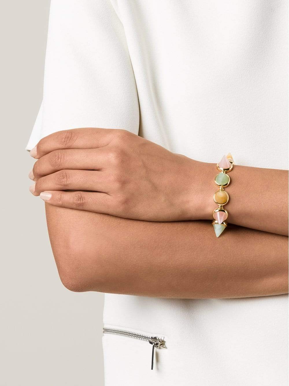 EDDIE BORGO-Gem Stone Cone Bracelet-GLDMULTI