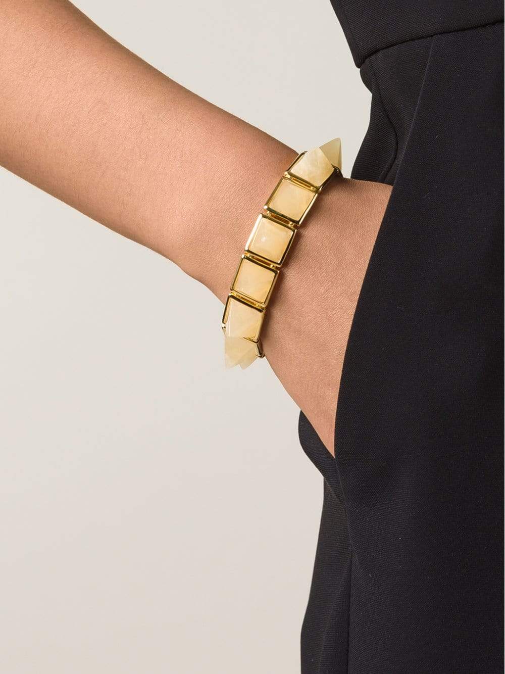 EDDIE BORGO-Gemstone Large Pyramid Bracelet-GLD/YLLW