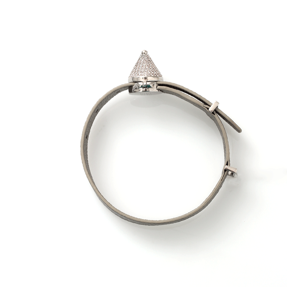 EDDIE BORGO-Clear Pave Cone Leather Bracelet-SILVER