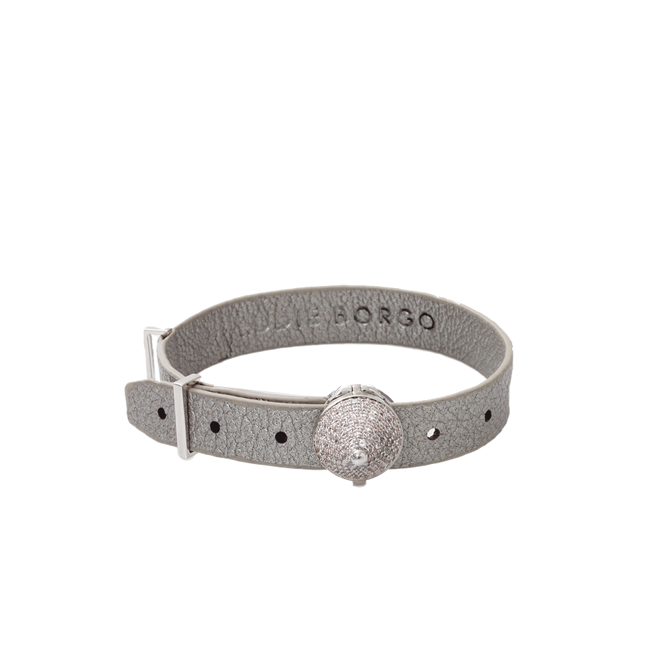 EDDIE BORGO-Clear Pave Cone Leather Bracelet-SILVER