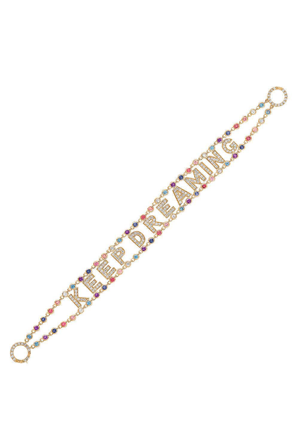 "Keep Dreaming" Precious Stone Mantra Bracelet-YELLOW GOLD-6.5-JEWELRYFINE JEWELBRACELET O-EDEN PRESLEY