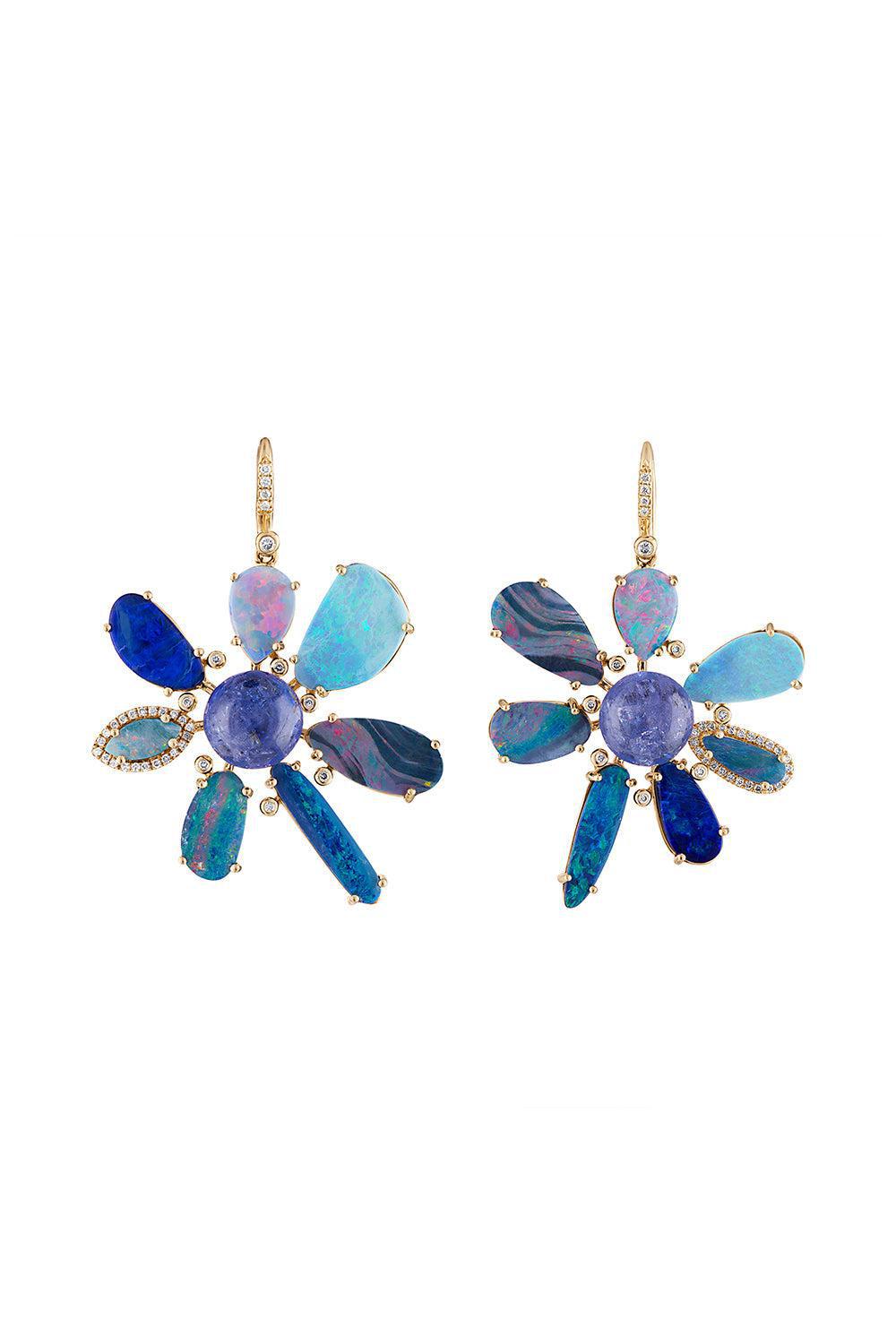EDEN PRESLEY-Boulder Opal Tanzanite Diamond Earrings-YELLOW GOLD