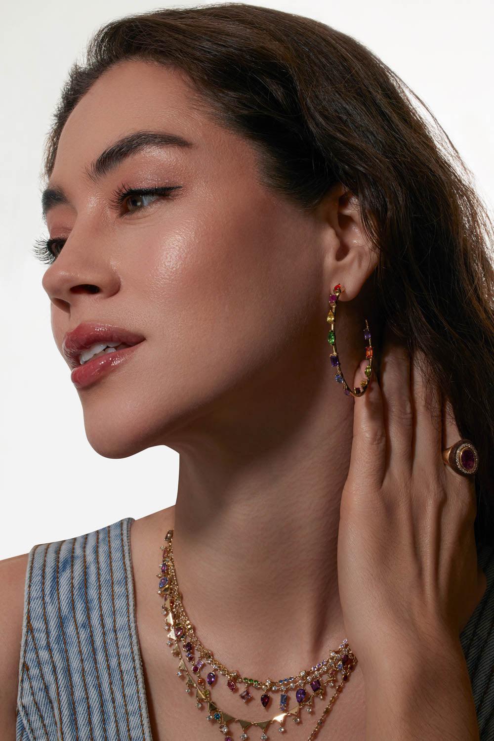 Rainbow Large Goddess Hoop Earrings-YELLOW GOLD-JEWELRYFINE JEWELEARRING-EDEN PRESLEY