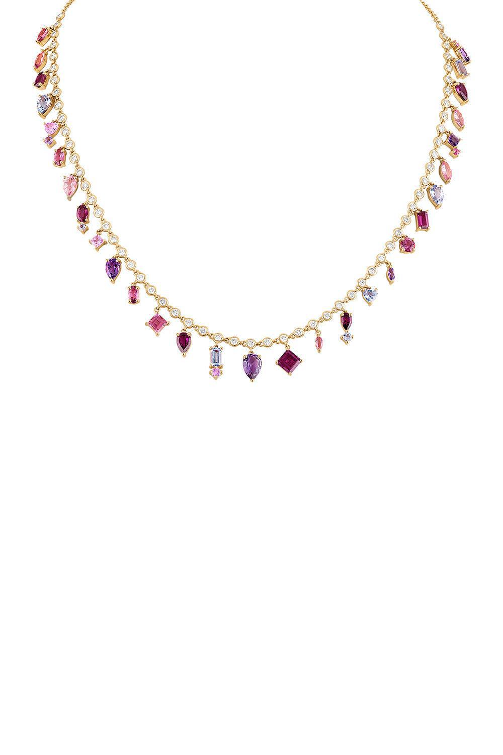 EDEN PRESLEY-Shades of Pink Collar Necklace-YELLOW GOLD