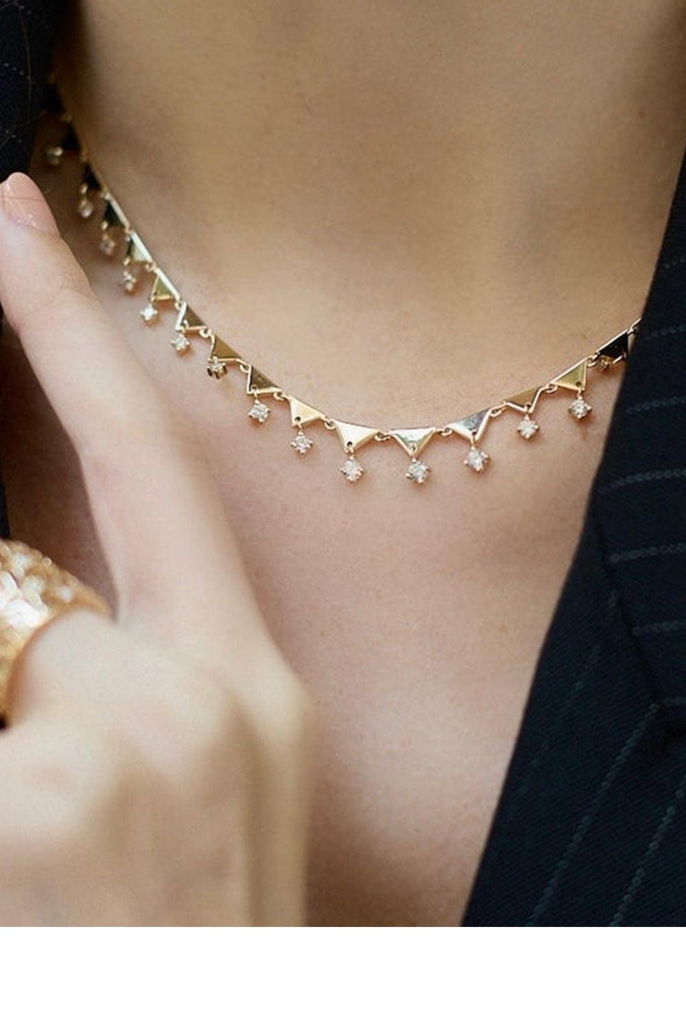 Shine Diamond Collar Necklace-YELLOW GOLD-16-JEWELRYFINE JEWELNECKLACE O-EDEN PRESLEY