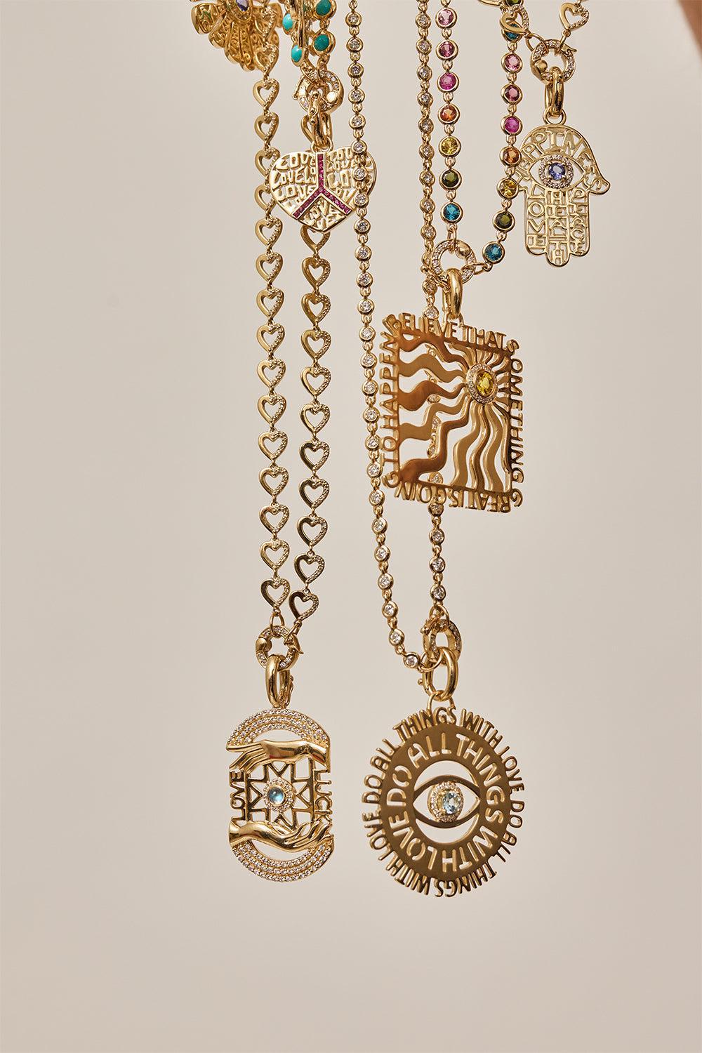 Blue Topaz Do all Things with Love Pendant-YELLOW GOLD-JEWELRYFINE JEWELPENDANT-EDEN PRESLEY