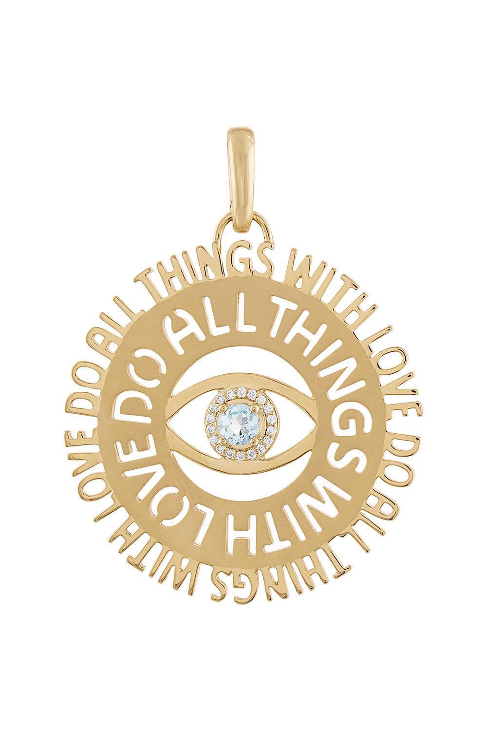 Blue Topaz Do all Things with Love Pendant-YELLOW GOLD-JEWELRYFINE JEWELPENDANT-EDEN PRESLEY