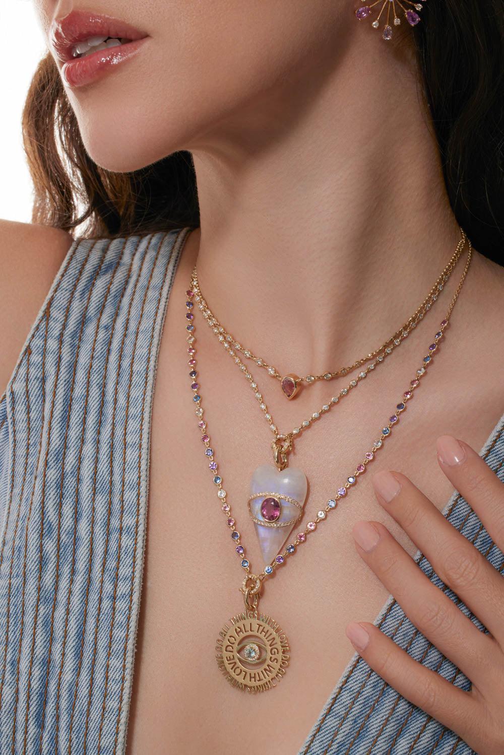 Stone Heart Pendant-YELLOW GOLD-JEWELRYFINE JEWELPENDANT-EDEN PRESLEY