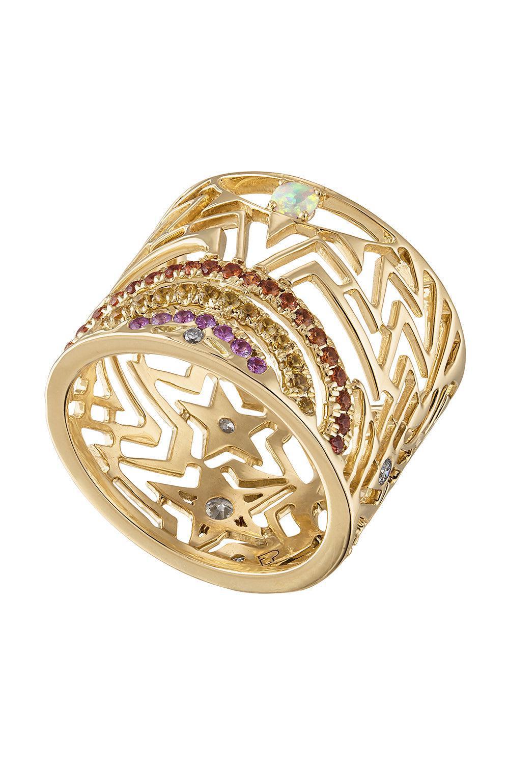 Diamond Sapphire Horizon Ring-YELLOW GOLD-7-JEWELRYFINE JEWELRING-EDEN PRESLEY