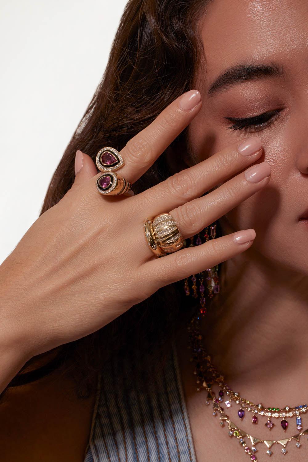 "LOVE" Diamond Express Yourself Dome Ring-YELLOW GOLD-7-JEWELRYFINE JEWELRING-EDEN PRESLEY