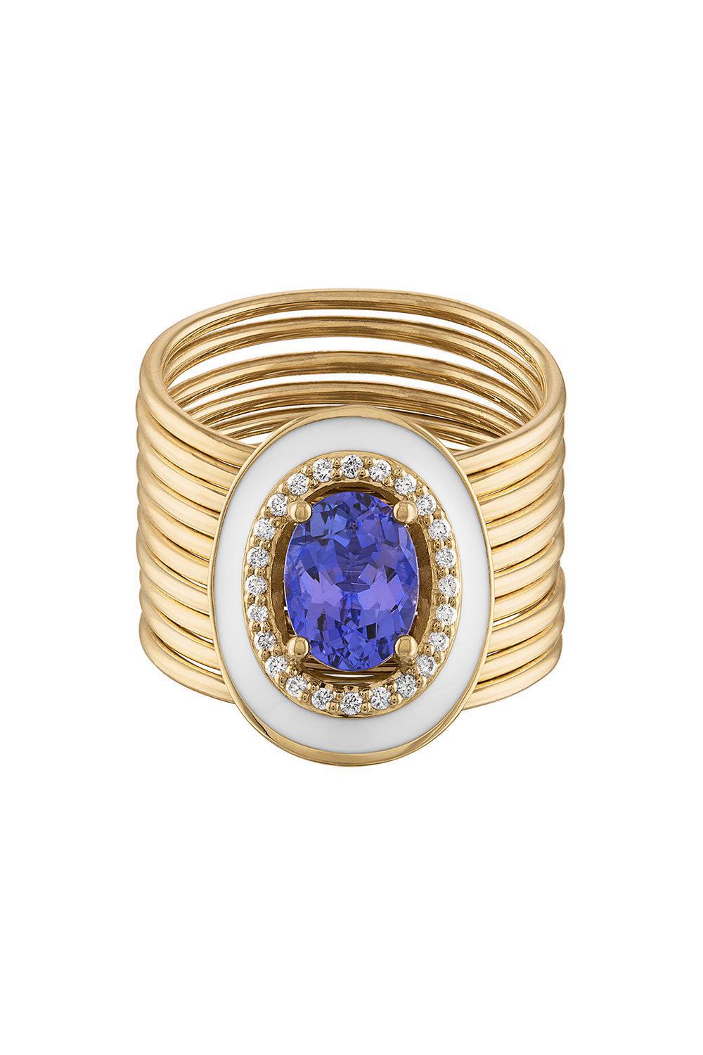 Oval Tanzanite Harem Ring-YELLOW GOLD-7-JEWELRYFINE JEWELRING-EDEN PRESLEY