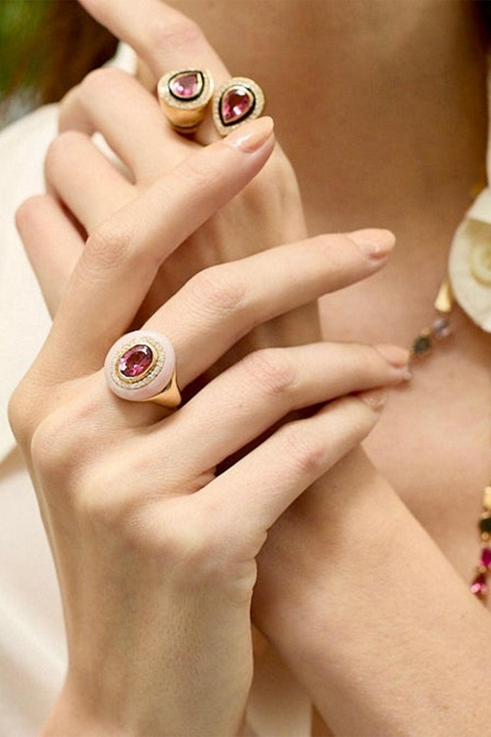 Pear Tourmaline Bypass Ring-YELLOW GOLD-7-JEWELRYFINE JEWELRING-EDEN PRESLEY