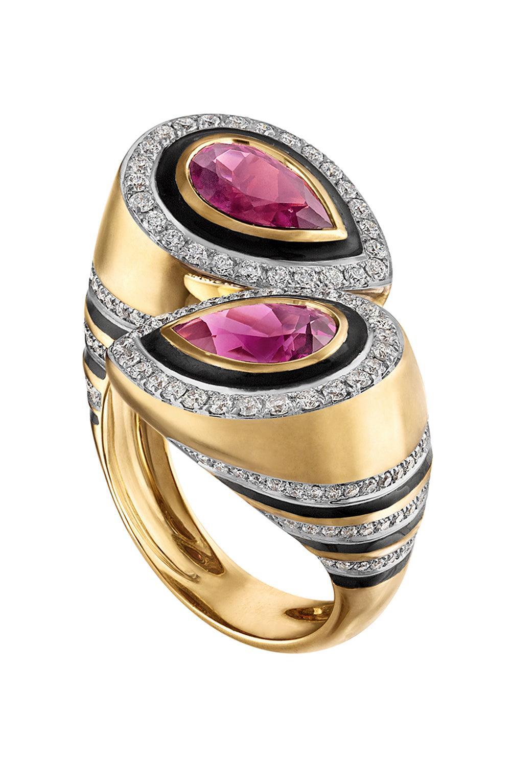 Pink Tourmaline Pear Bypass Ring