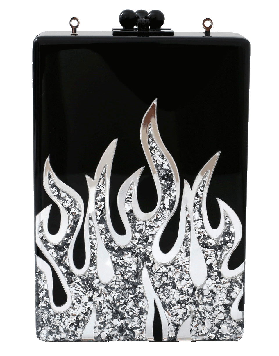 EDIE PARKER-Black Carol Flames Clutch-BLACK