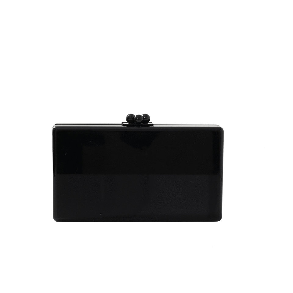 EDIE PARKER-Jean Satin Embroidery Clutch-BLACK