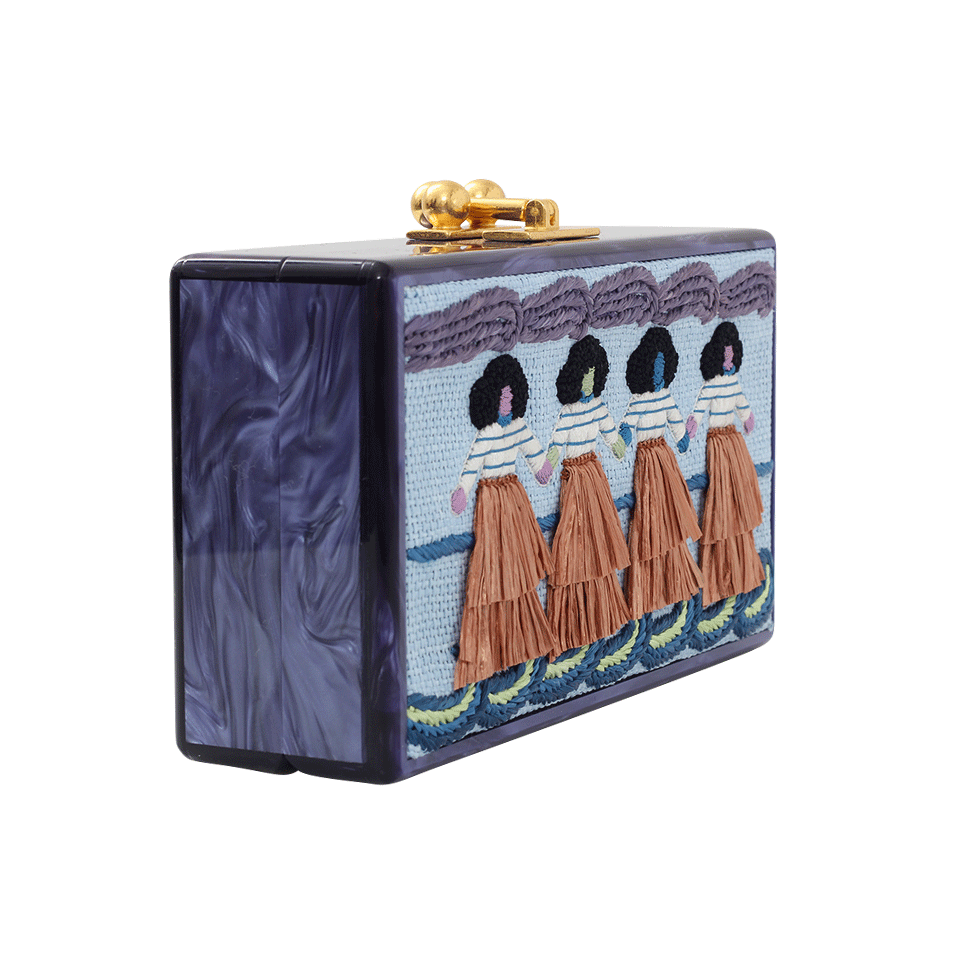 EDIE PARKER-Jean Luau Panel Clutch-BLUE