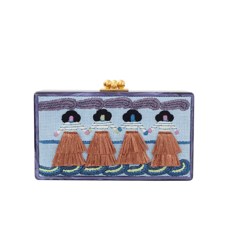 EDIE PARKER-Jean Luau Panel Clutch-BLUE