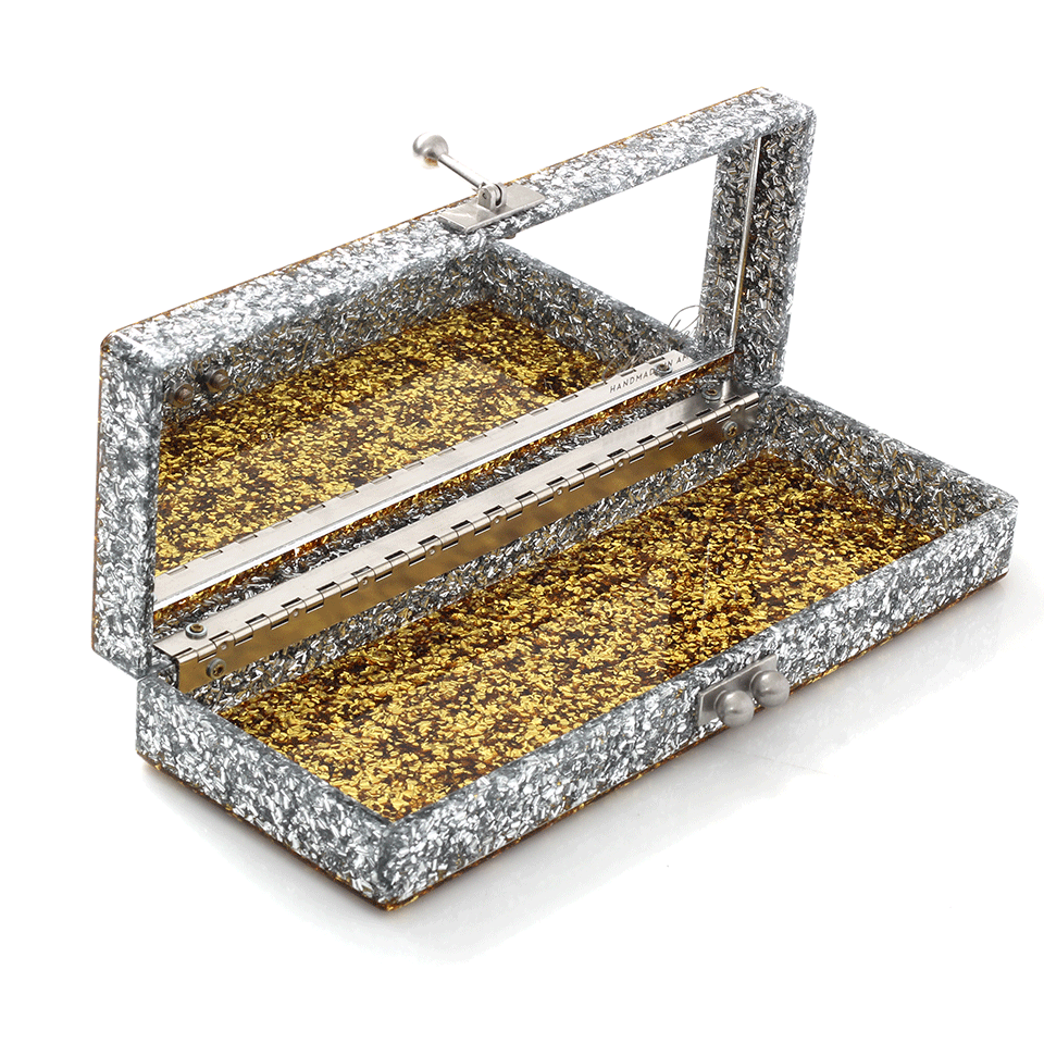 EDIE PARKER-Flavia Confetti Clutch-GLD/SLVR