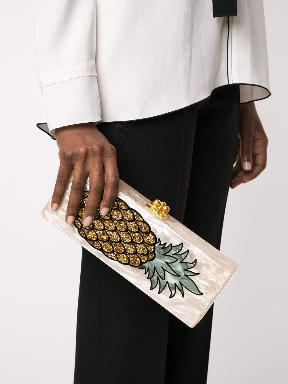 EDIE PARKER-Flavia Pineapple Clutch-NUDE