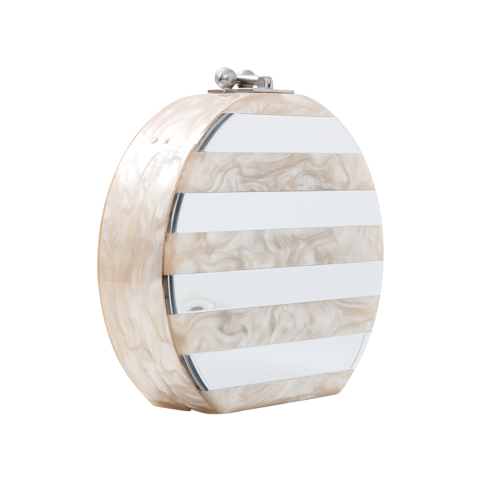 EDIE PARKER-Oscar Round Stripe Clutch-NUDE