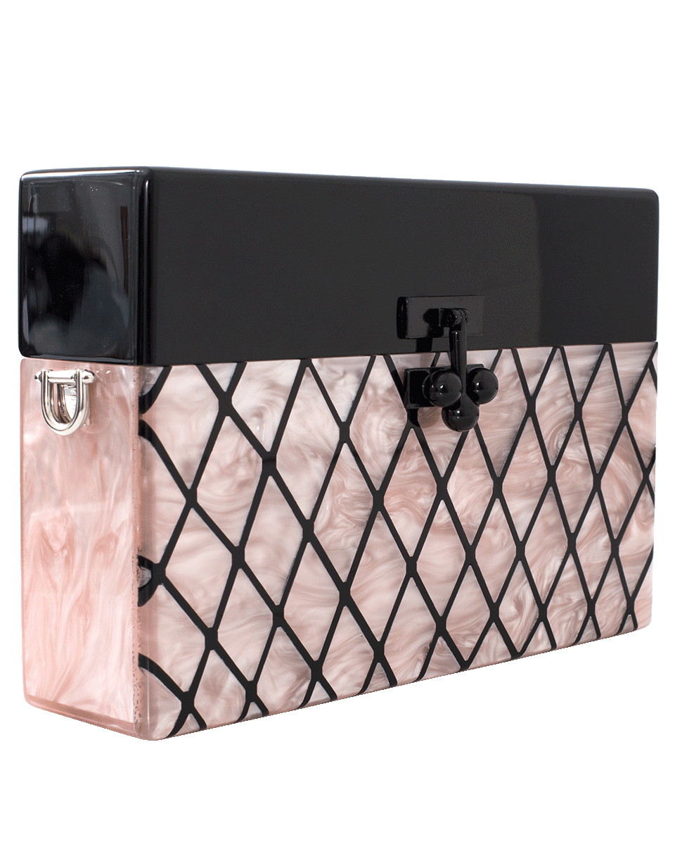 EDIE PARKER-Small Trunk Fishnet Clutch-ROSE