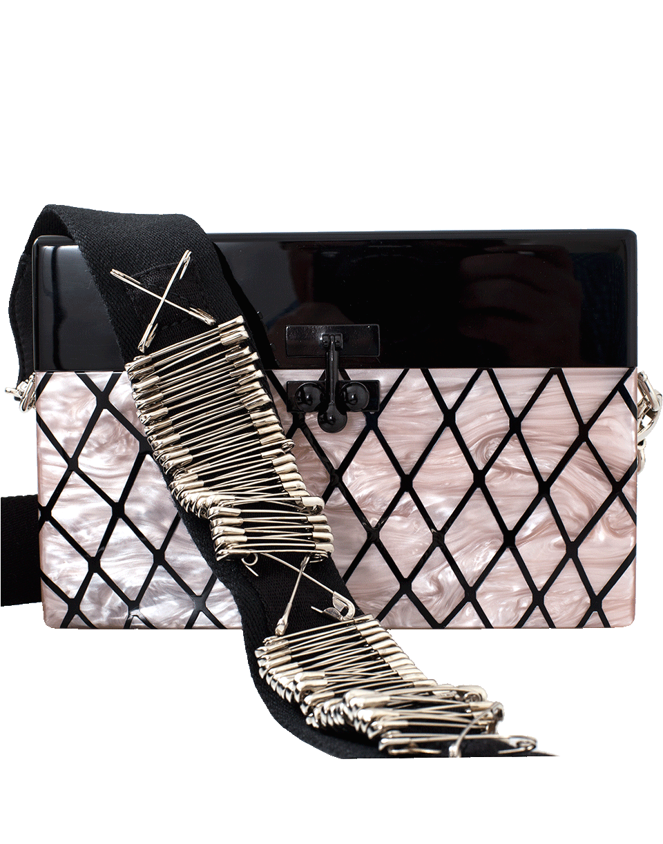 EDIE PARKER-Small Trunk Fishnet Clutch-ROSE