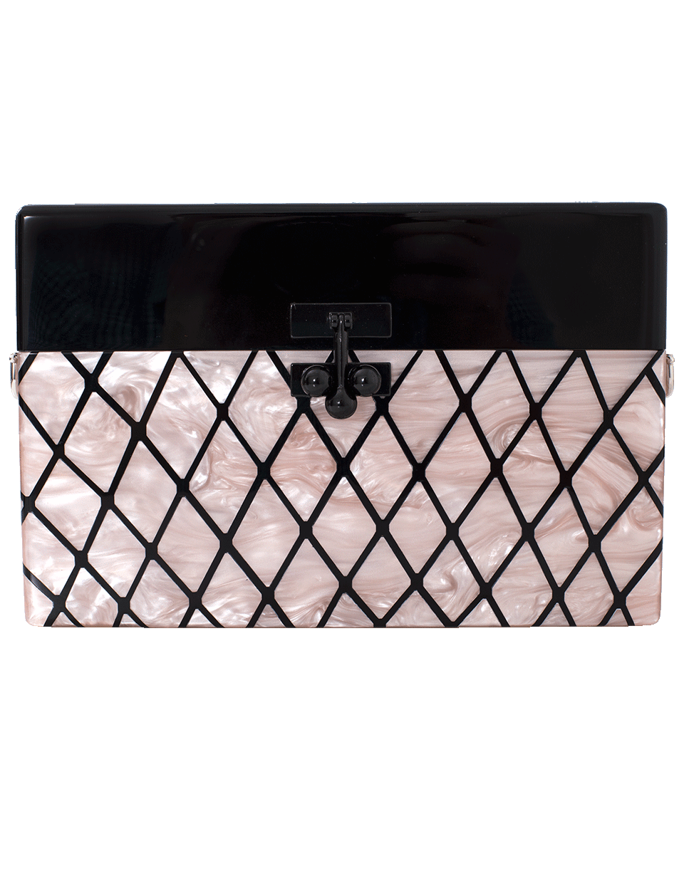 EDIE PARKER-Small Trunk Fishnet Clutch-ROSE