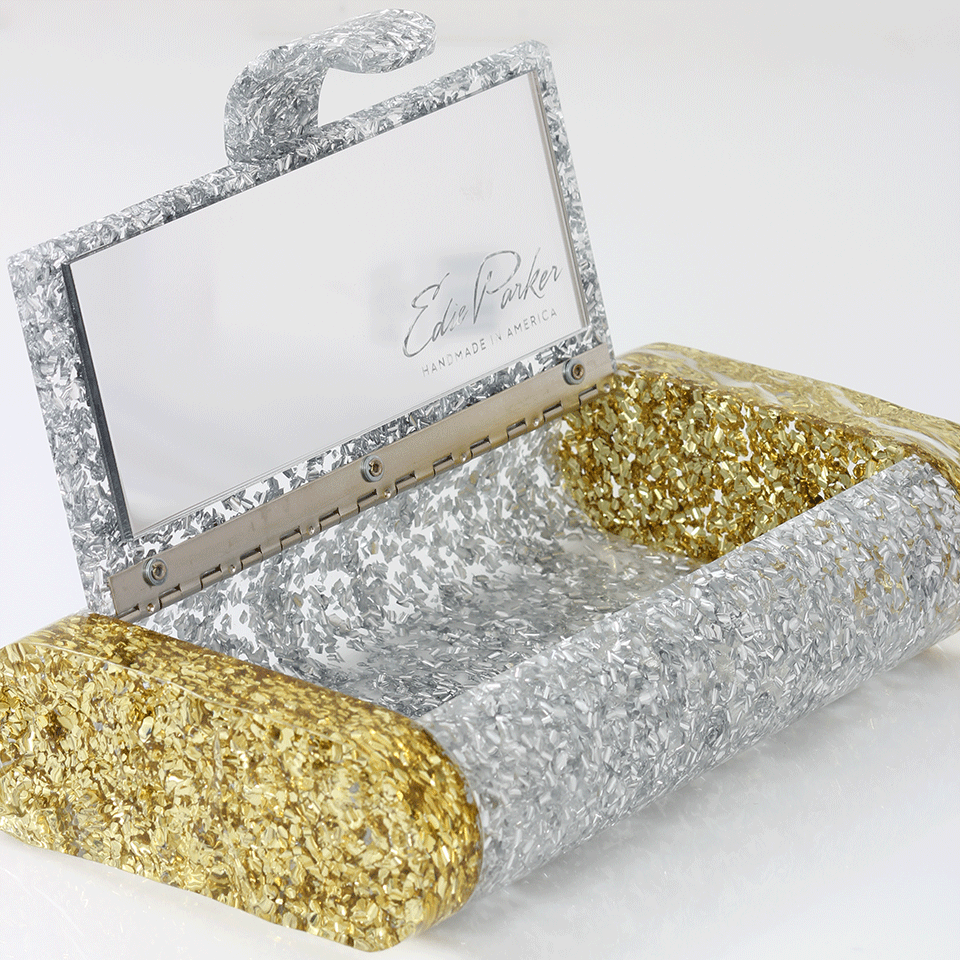 EDIE PARKER-Lara Backlit Clutch-SILVER