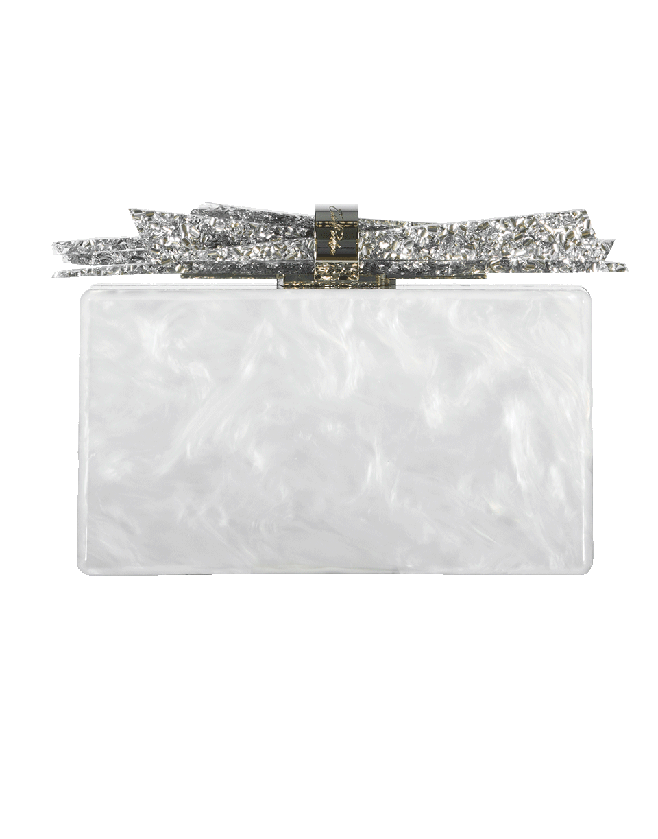 EDIE PARKER-Wolf Acrylic Clutch-WHT/SLVR