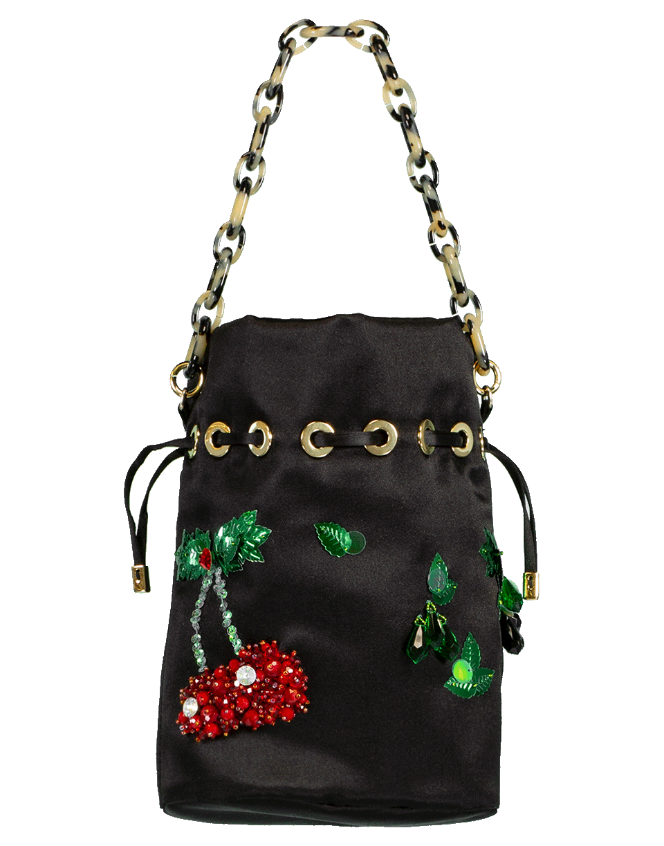 EDIE PARKER-Shorty Fruit Salad Embroidered Bag-BLACK