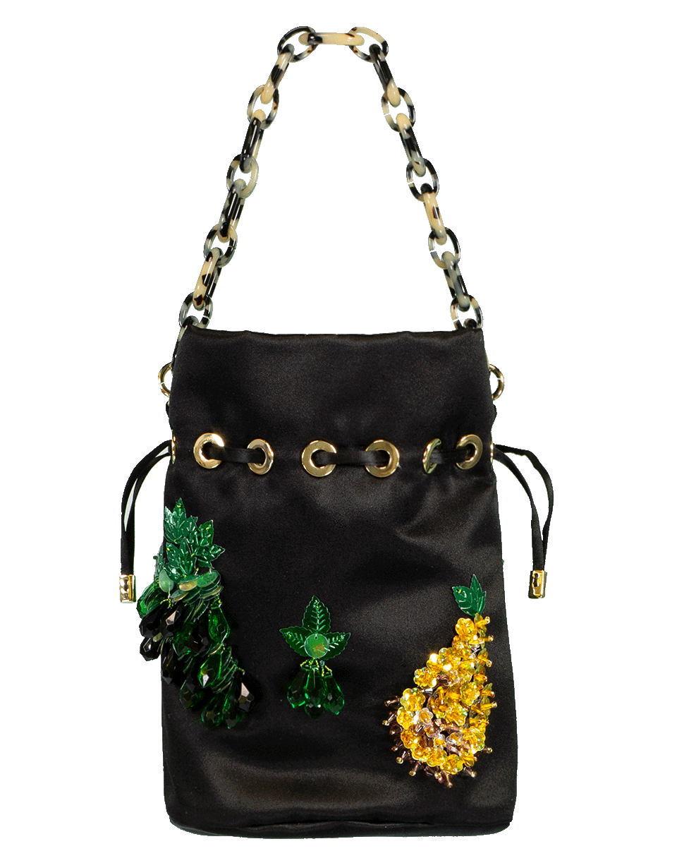 EDIE PARKER-Shorty Fruit Salad Embroidered Bag-BLACK