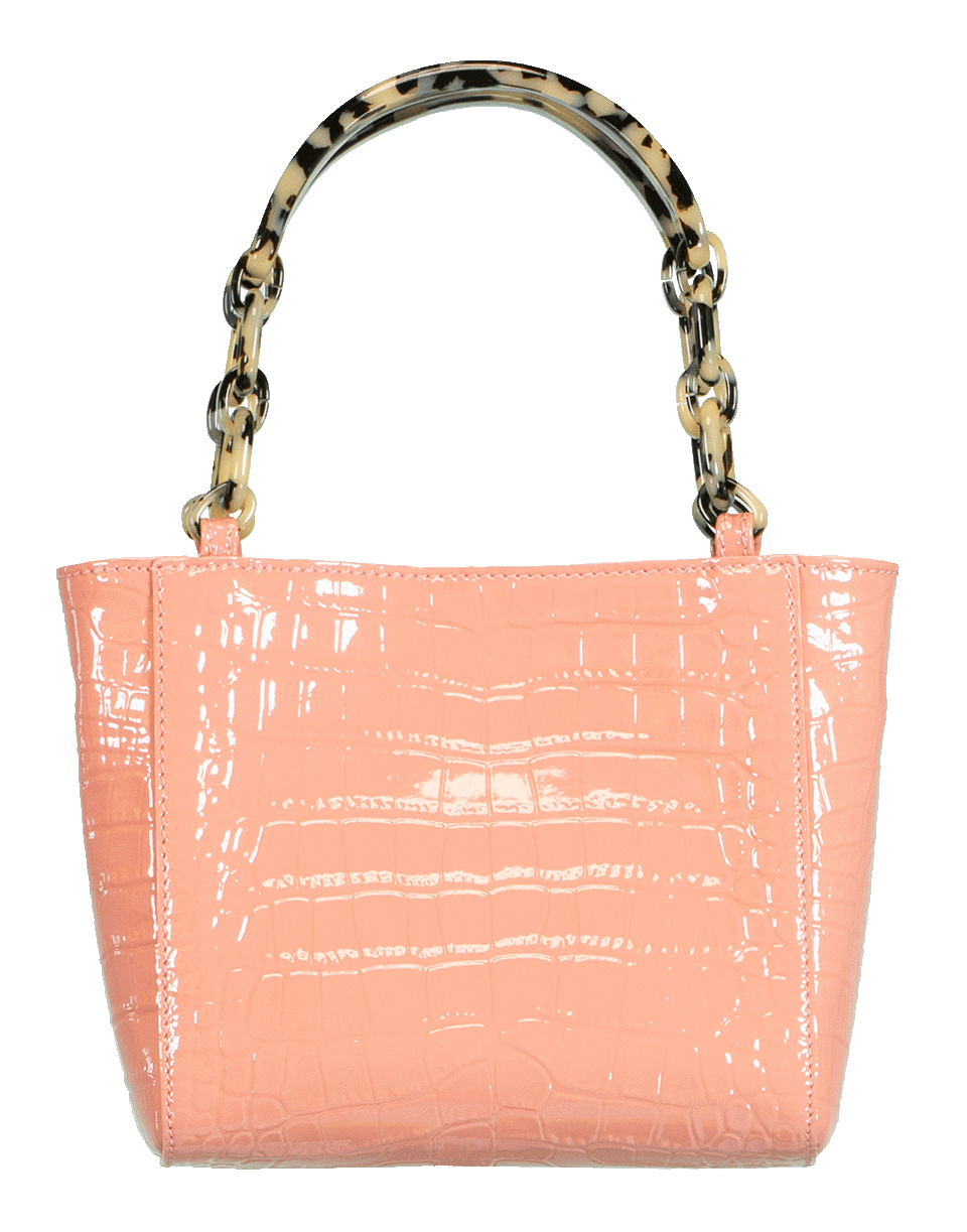 EDIE PARKER-Rose Embossed Crocodile Micro Tote-ROSE