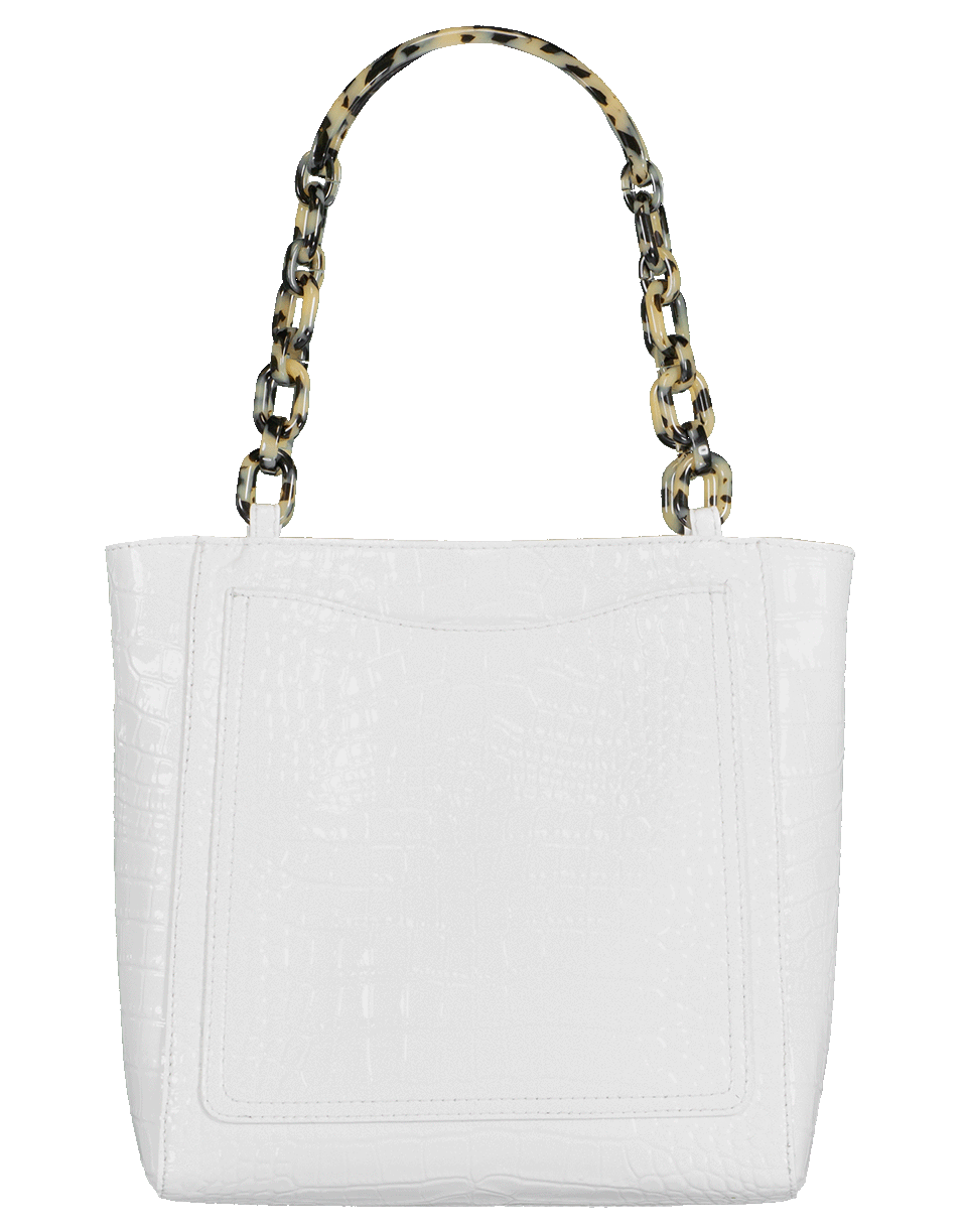 EDIE PARKER-White Embossed Croc Mini Tote-WHITE