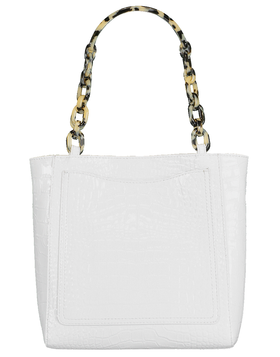 EDIE PARKER-White Embossed Croc Mini Tote-WHITE