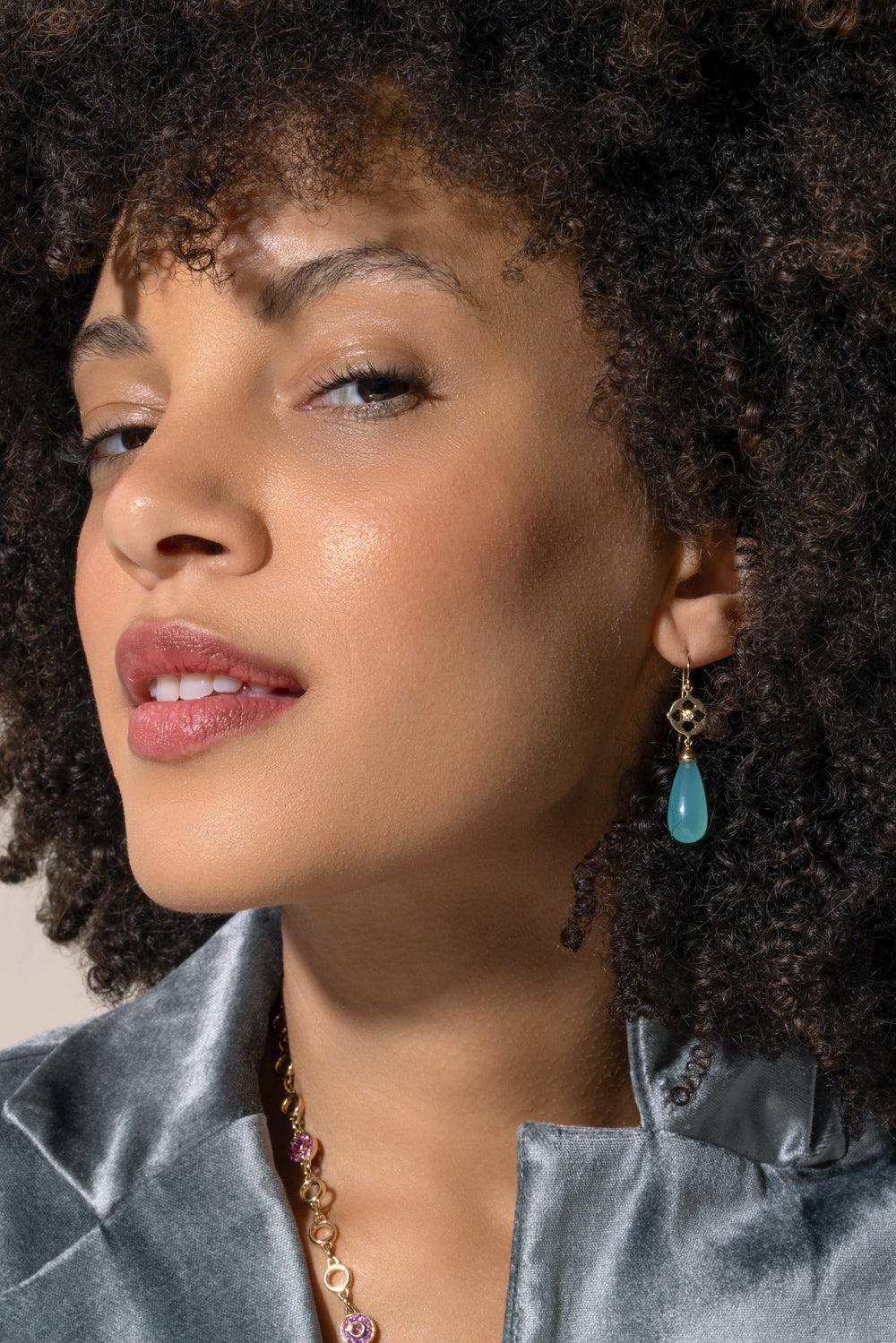 Green Chalcedony Diamond Drop Earrings-YELLOW GOLD-JEWELRYFINE JEWELEARRING-EDINA KISS