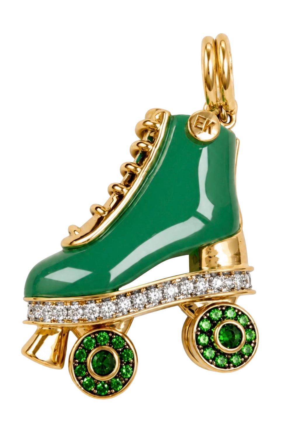 Chrysoprase Diamond Rollerskate Pendant-YELLOW GOLD-JEWELRYFINE JEWELPENDANT-EDINA KISS