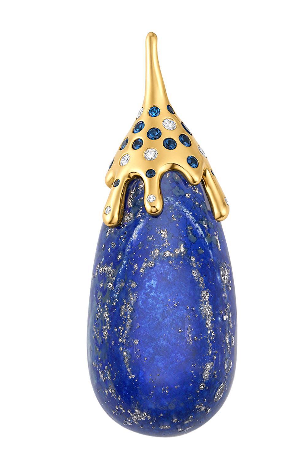 Diamond Dripping Lapis Pendant-YELLOW GOLD-JEWELRYFINE JEWELPENDANT-EDINA KISS