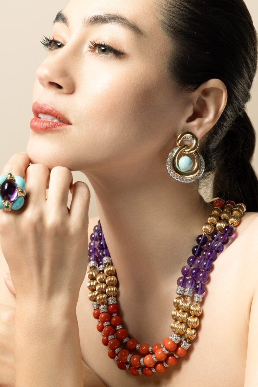Turquoise Oyster Earrings-YELLOW GOLD-JEWELRYFINE JEWELEARRING-DAVID WEBB