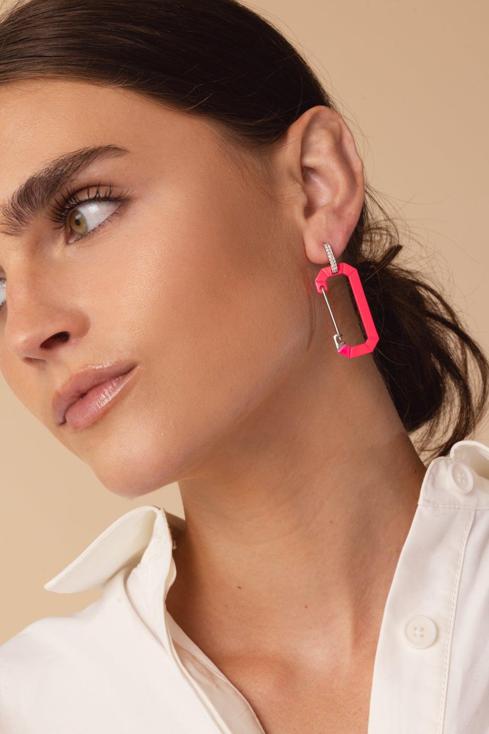 EÉRA-Large Fuchsia Chiara Earring-WHITE GOLD