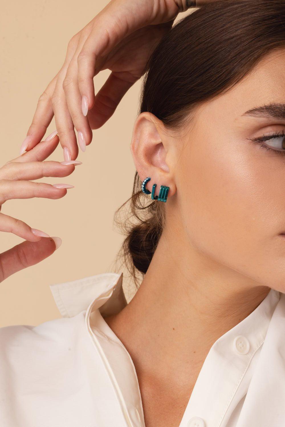 EÉRA-Light Blue Mini Earcuff-WHITE GOLD