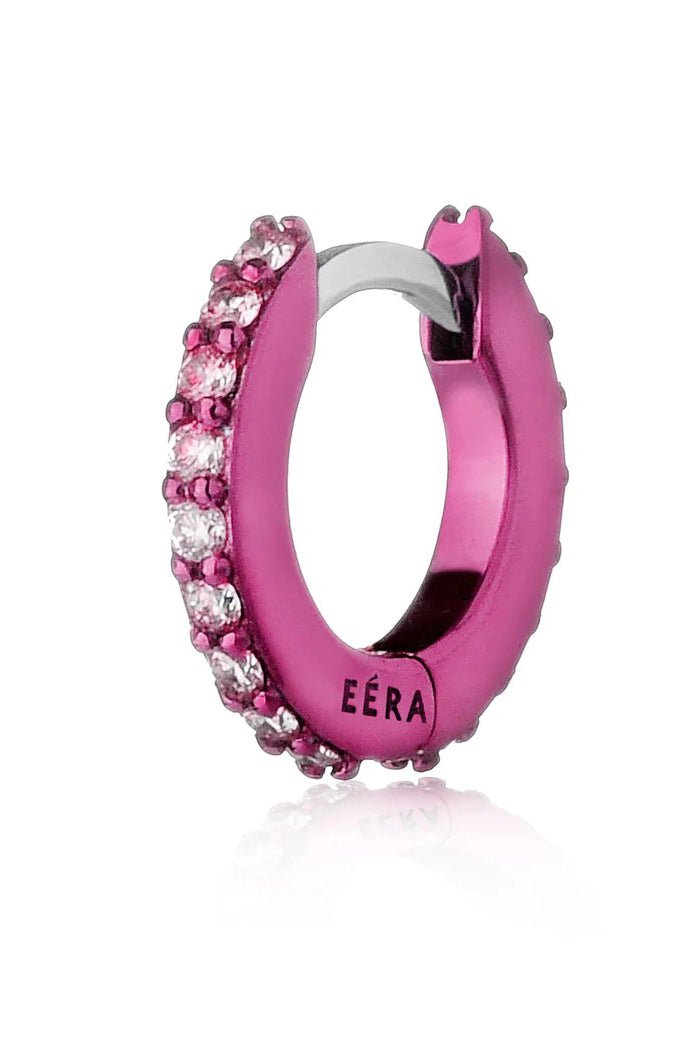 EÉRA-Mini Pink EÉRA Huggie-WHITE GOLD